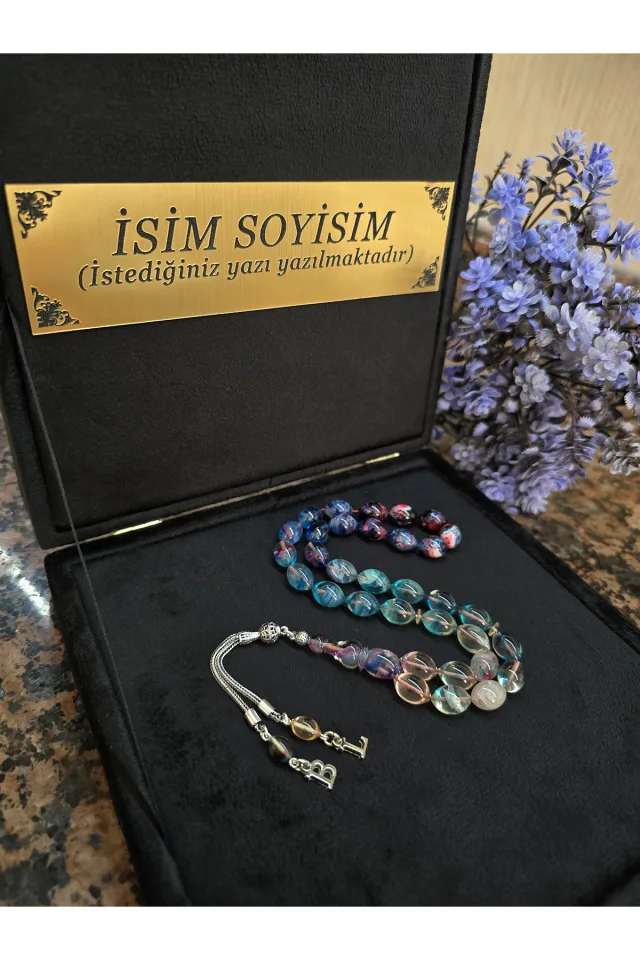 Ateş Kehribar Tesbih 925 ayar Gümüş Püskül, Harfli Kişiye Özel Seri, Usta İşi Sıkma Tespih - OKYANUS